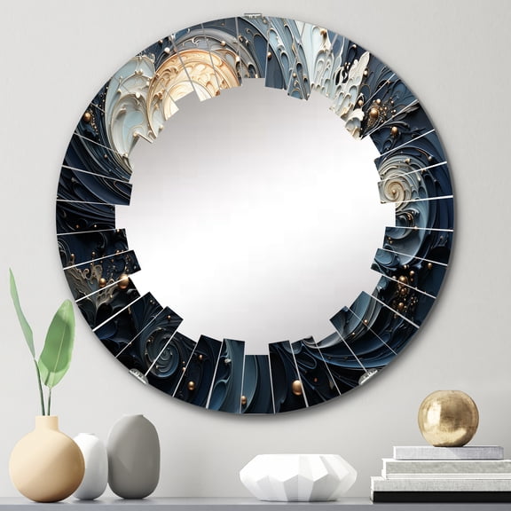 DESIGN ART Designart "Spirals Celestial III" Abstract Spirals Modern Wall Mirror 24in.x24in.