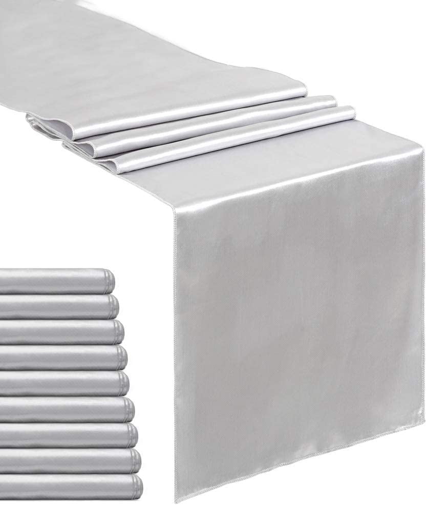 SoarDream Wedding Table Runners Silver Satin Table Runner Silver 10