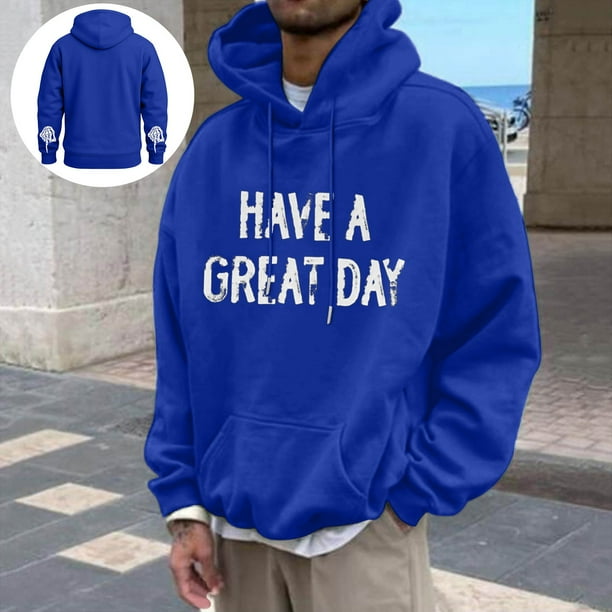 MHFRRA Sudadera con Capucha Gráfica Divertida, Informal, Cómoda y con Estampado de Letras para Uso Diario y Actividades Al Aire Libre Azul