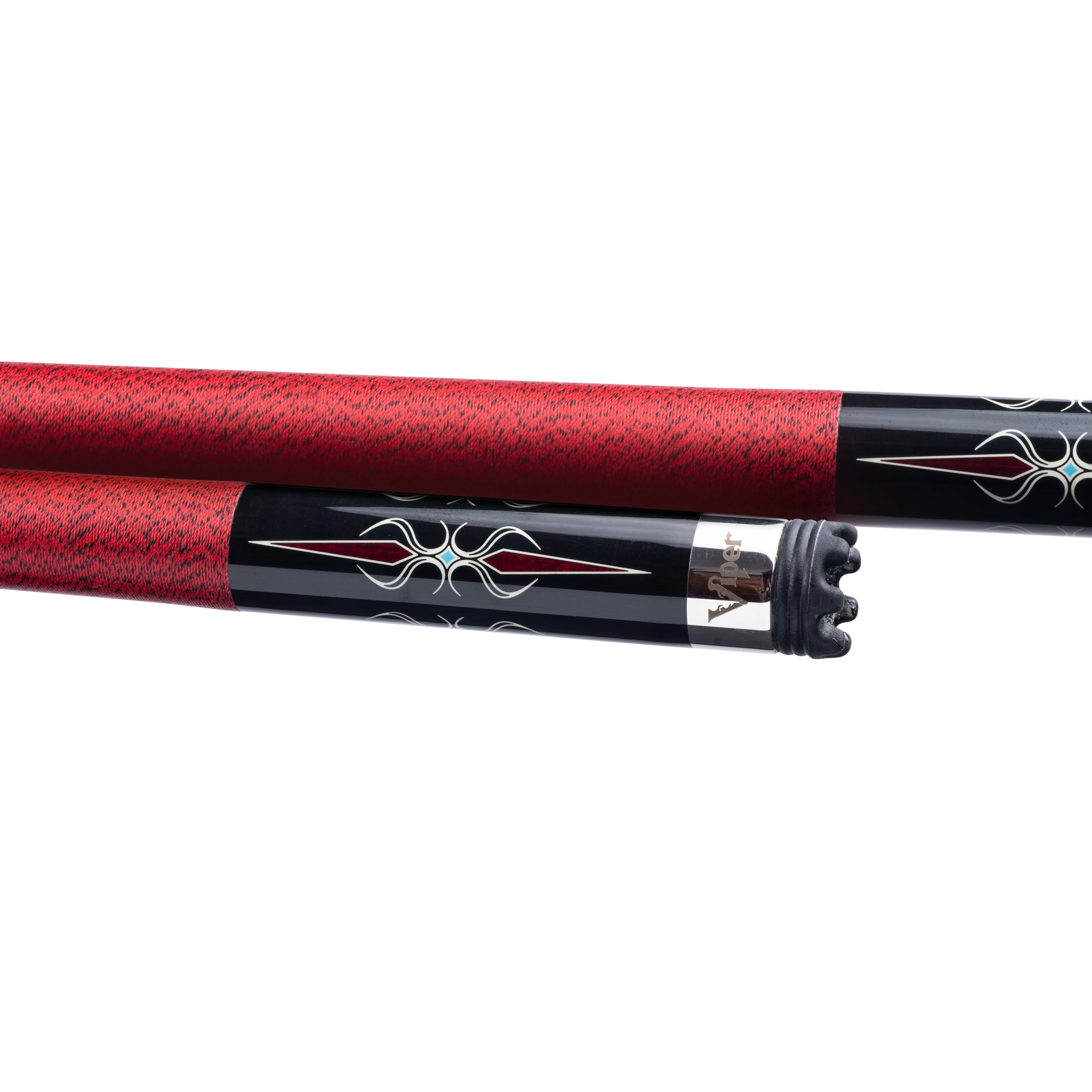 Black with Maroon/Cream Points Viper Sinister 58 2-Piece Billiard/Pool Cue