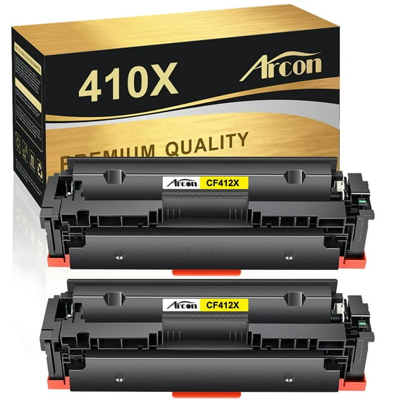 Arcon Compatible Toner for HP 410X CF412X Color LaserJet Pro MFP M452nw M452dn M477fdn M477fnw M477fdw M452dw M377dw Printers (Yellow, 2-Pack)