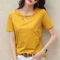 thumbnail image 7 of Women's Loose Fit V-Neck Summer Top Short Sleeve Pullover Solid Color Casual Tee Comfortable and Breathable for Everyday, 7 of 7