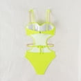 thumbnail image 4 of Arnsht Women's Cutout Metal Chain Strap Bikini Set Ribbed one Piece Swimsuit Soft Comfortable Breathable Vacation Bathing Suit Yellow L, 4 of 7
