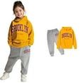 thumbnail image 4 of Teen Kids Toddler Sweatsuit,2PC Long Sleeve Yellow Sweatshirt and Active Jogger Pants Fall Clothes Teen Girl Trendy Clothes 13-14 Years Cute&nbsp;Boys Girls&nbsp;Clothing, 4 of 6