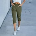 thumbnail image 6 of Sweat Pants for Womens Women Solid Color Pentagonal Pants With Elastic Waist Casual Work Clothes Belt Pockets Army Green L, 6 of 7