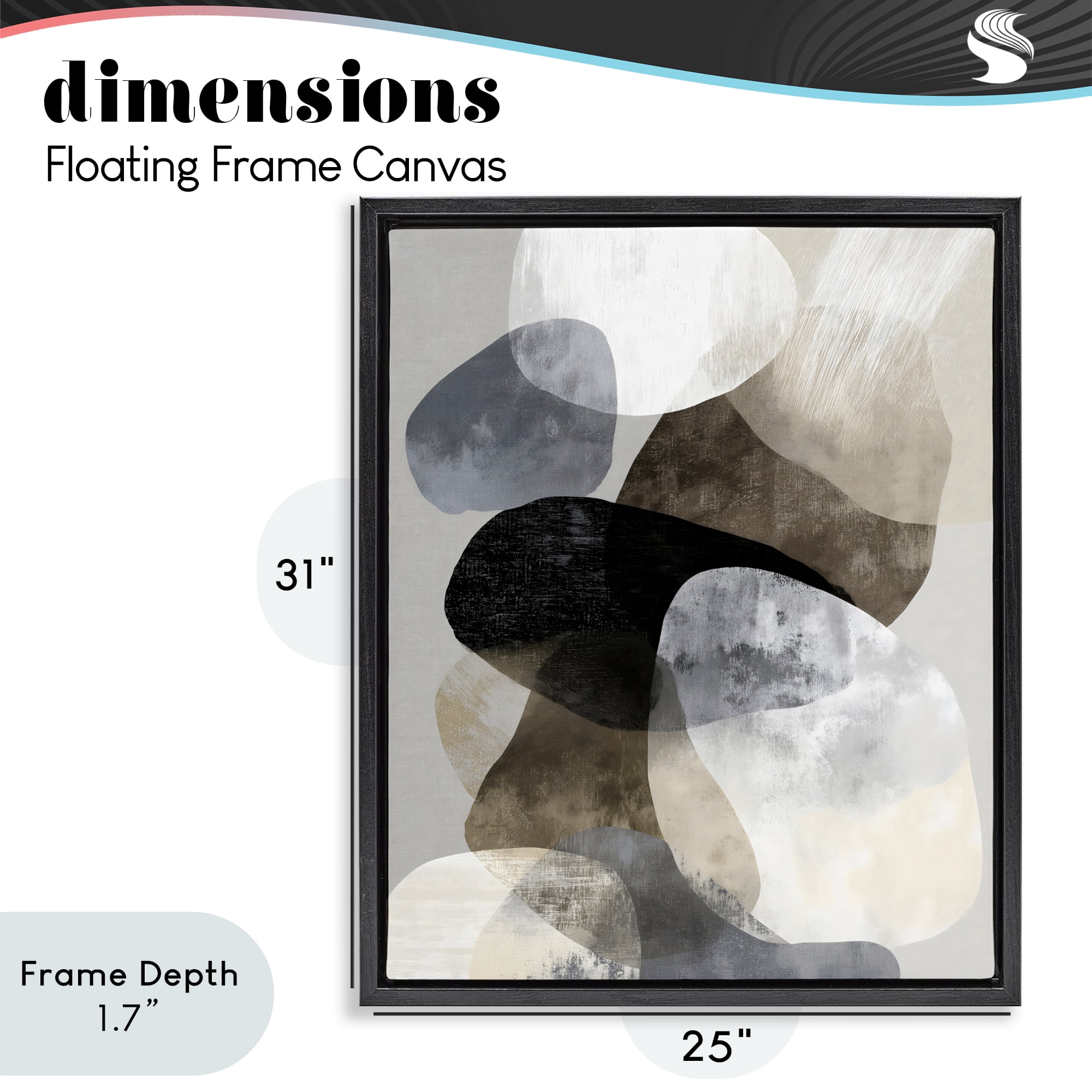 Stupell Industries Thoughts In Muted Layers Black Framed Floater Canvas Wall Art, design by Ink Drop Loft