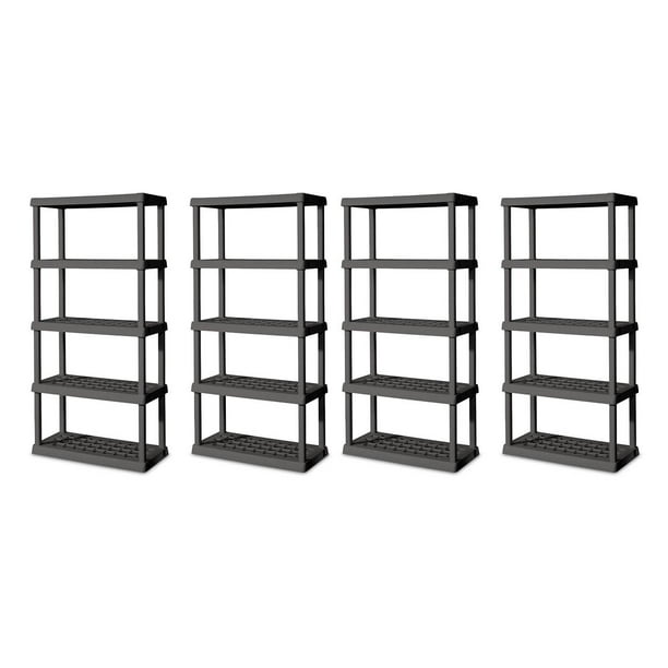Sterilite HeavyDuty 5Shelf Ventilated Shelving Unit, Gray (4 Pack) 01553V01