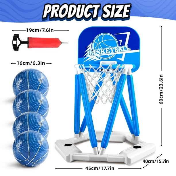Aro de baloncto flotante para piscina con tablero, 2 pelotas y bomba – Juego table de 4 patas para juegos acuáticos infantil en interior/exterior Aro de baloncto flotante para piscina con tablero, 2 pelotas y bomba – Juego table de 4 patas para juegos acuáticos infantil en interior/exterior