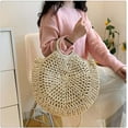 thumbnail image 2 of Kukuzhu Round Straw Bag for Women Large Summer Beach Tote Handbag Handwoven Straw Crossbody Bag Woven Handle Shoulder Bag, 2 of 7