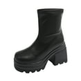 thumbnail image 2 of Bnwani Boots Women Toe High-Heel Chunky High Mid-Calf Ankle Solid Boot Black Size 5.5, 2 of 9