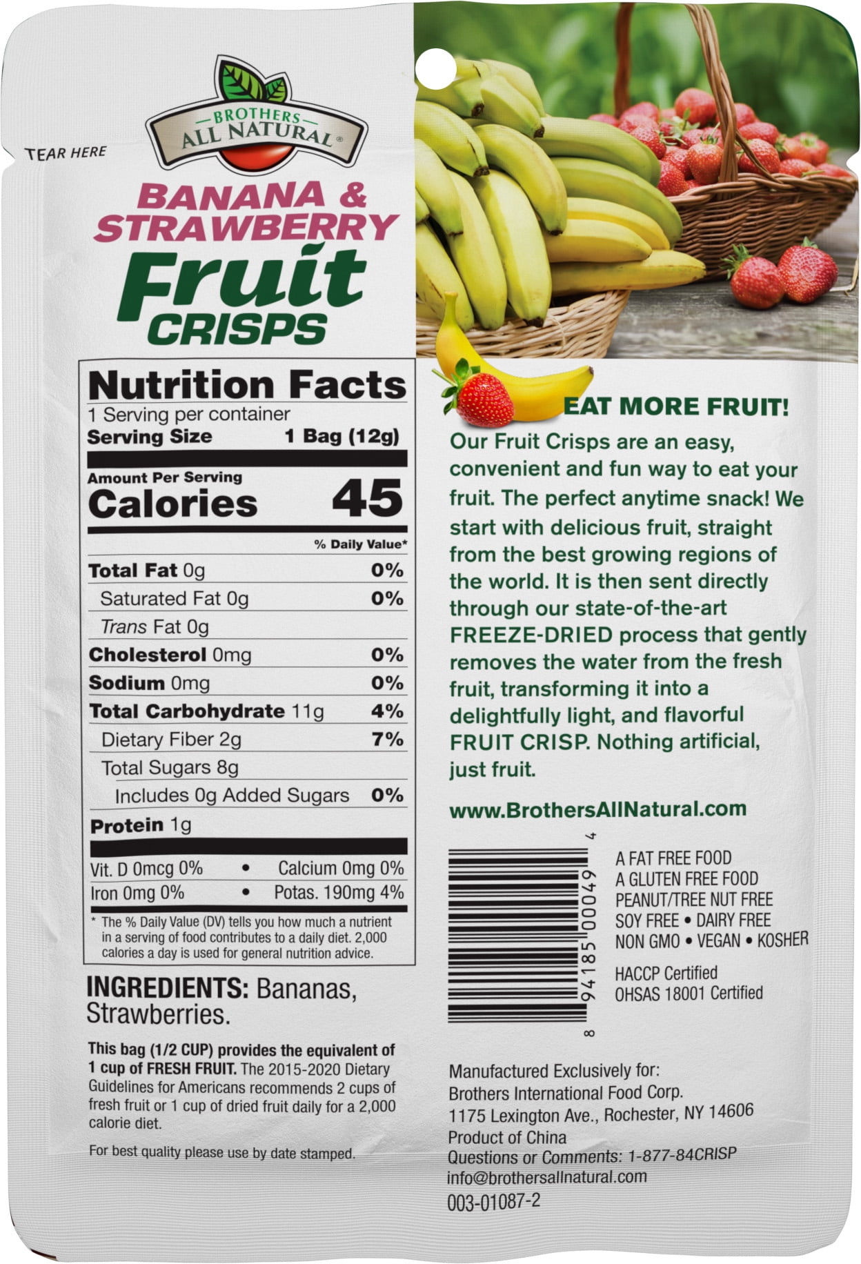 Brothers All Natural Freeze Dried Strawberry & Banana Crisps ...