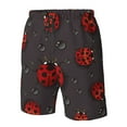 thumbnail image 5 of Kll Red Ladybugs On Dark Background Men'S Casual Summer Beach Shorts Hawaiian Shorts With Pockets-Large, 5 of 9