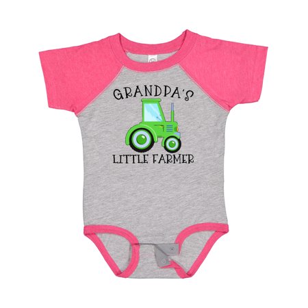 

Inktastic Grandpa s Little Farmer- Green Tractor Boys or Girls Baby Bodysuit