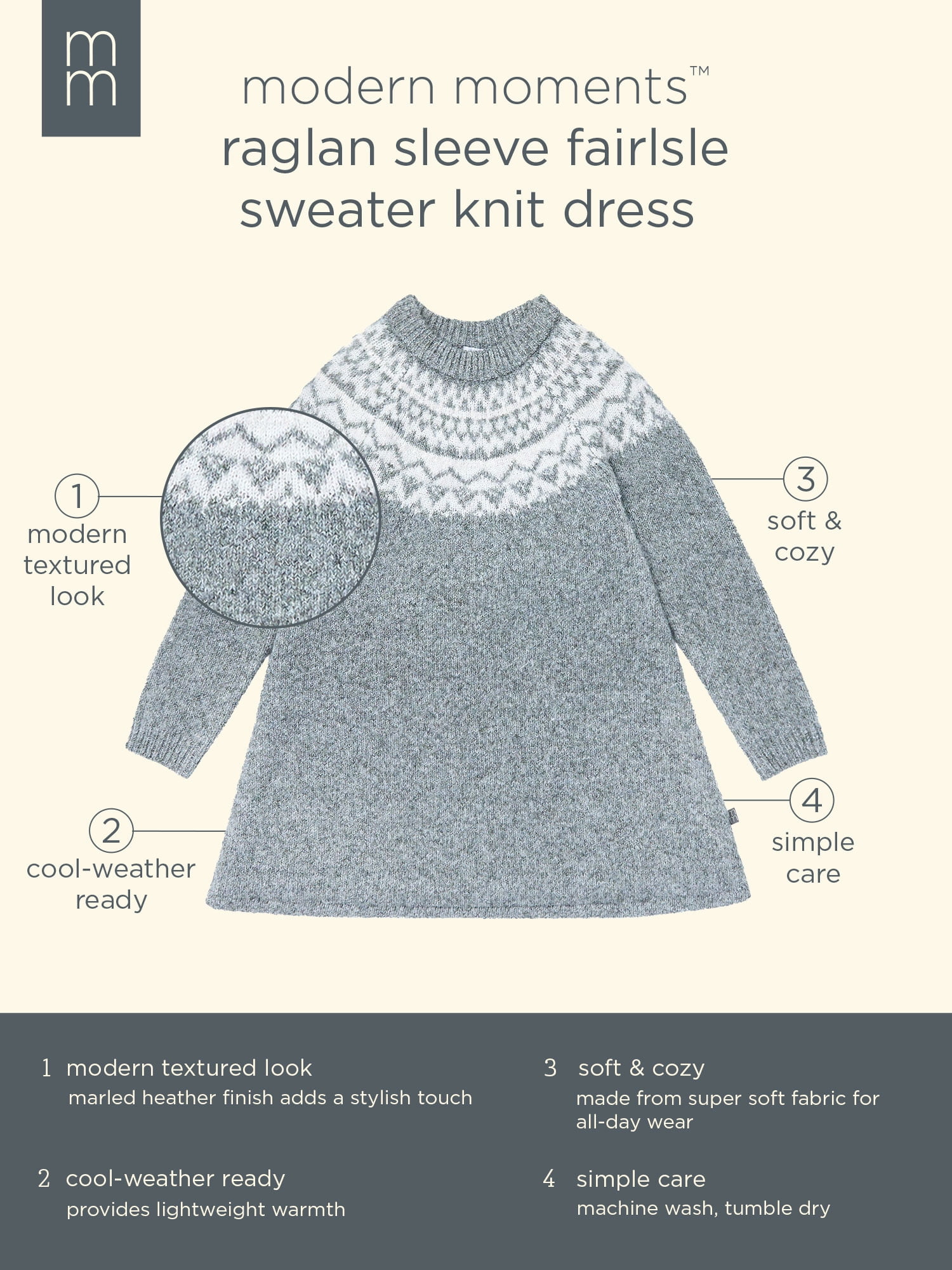Modern Moments by Gerber Toddler Girl Raglan Sleeve Sweater Knit Dress, Sizes 12M-5T