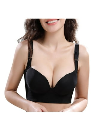 TQWQT Women Push Up Bra Plus Size No Underwire Soft Padding Lift Up T-Shirt  Bra Gray 44A