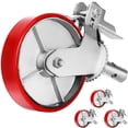 thumbnail image 1 of VEVOR Scaffold Casters, 8" (Set of 4) - Scaffolding Wheels Heavy Duty, 4400 Lbs Per Set - Stem Swivel Casters with Brake, Red Polyurethane - Replacement for Scaffold, Shelves, Workbench, 1 of 9