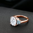 thumbnail image 4 of Gem Stone King 18K Rose Gold Plated Silver Swiss Blue Topaz Ring Set with Moissanite (5.46 Cttw) (Size 6), 4 of 4