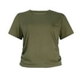 thumbnail image 4 of YDKZYMD Workout Crop Tops for Women Y2k Slim Fitted Teen Girls Tight Shirt Layering Crew Neck Short Sleeve Cute Basic Tee Juniors Athletic Summer Tops Army Green XL, 4 of 8