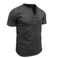 thumbnail image 6 of Rggeeun Men's T-Shirts Short Sleeve Solid Color Notch V Neck Top Shirt Soft And Breathable For Sports And Daily Wearing In Spring ,Dark Gray,M, 6 of 7