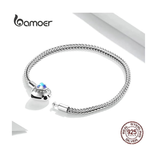 Pulsera de plata 925 con abalorios en forma de corazón para mujer