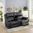 thumbnail image 5 of Gewnee Black 2-Piece Living Room Recliner Sofa Set,Air Leather Upholstery with Console & Cup Holders, 5 of 16