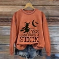 thumbnail image 2 of Certgust Women Sweatshirt Under $10 Womens Drive A Stick Halloween Witch Print Casual Sweatshirt with Fun Graphic Design, 2 of 4