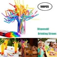thumbnail image 2 of OAVQHLG3B 100 PCS Flexible Drinking Straws, 10.2'' Inches Extra Long Colorful Disposable Bendy Party Fancy Straws, 2 of 9