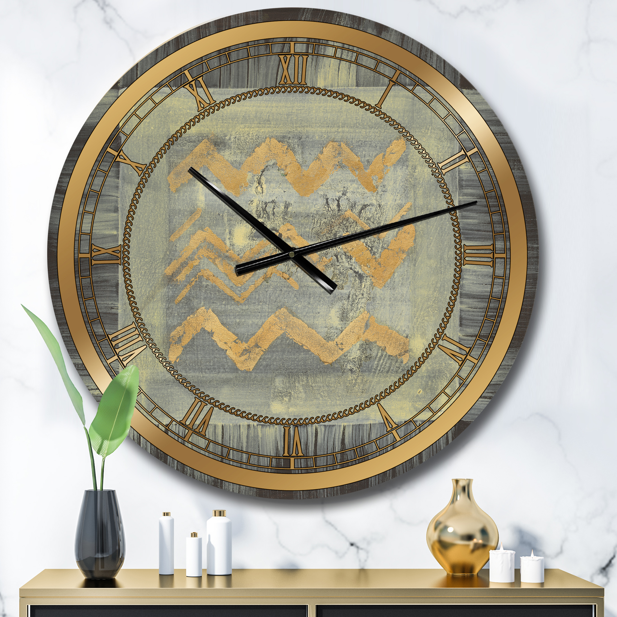 Designart 'Galm Abstract I' Glam Wall Clock
