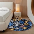 thumbnail image 2 of Vintage Blue Coral Round Area&nbsp;Rug 8ft Coastal Hand Painted Style Marine Life Ocean Non-Slip&nbsp;Washable Circle Rugs Soft Felt Indoor Floor Mat for Bedroom Kitchen Living Room Bathroom, 2 of 9