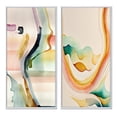thumbnail image 2 of Designart "Waves of Multicolor Abstraction III" Abstract Minimalism Framed Wall Art Set Of 2 - Green Abstract Framed Canvas Set For Living Room Decor, 2 of 7