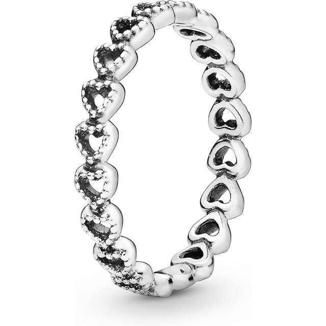 Anillo de plata esterlina TANGJMXG Banda de corazones S925 Talla 54
