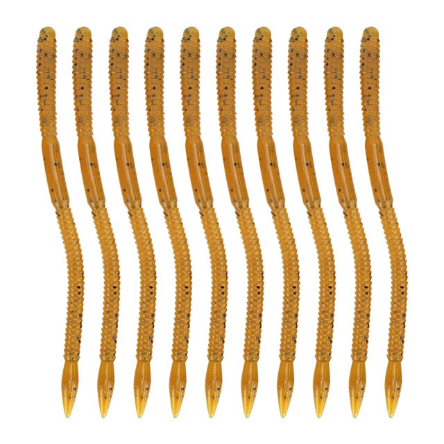 10Pcs Soft Fishing Lure Artificial Worms Simulation Earthworm Fish Bait Tackle 15cmbrown with black dot