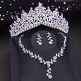 thumbnail image 4 of Princess Diadem Wedding Crown Sets Rhinestone Crystal Tiaras Bride Headwear Bridal Crown and Necklace Jewelry Sets Accessory (Blue), 4 of 6