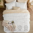 thumbnail image 4 of Boho Comforter Set Twin Khaki - Elegant Bedding Comforter Set, 2 Pieces Farmhouse Shabby Chic Embroidery Bed Set, Soft Fluffy Tufted Striped Comforter for All Seasons, 4 of 12