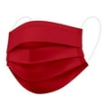 thumbnail image 2 of Disposable Face Masks 3-Ply Individually Wrapped , 50ct - Red, 2 of 11