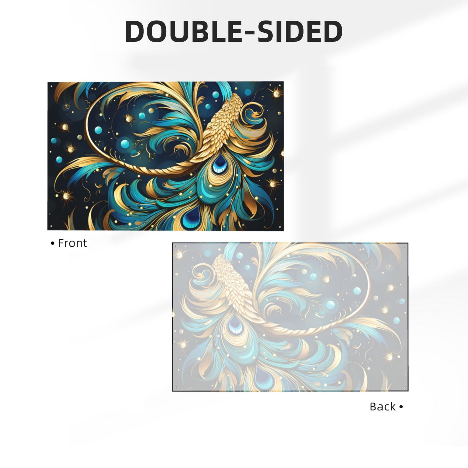 Peacock Feathers Starry Four Hole Decorated Banner Flag for Garden Yard Home Decoration Indoor Outdoor 4x6 Ft