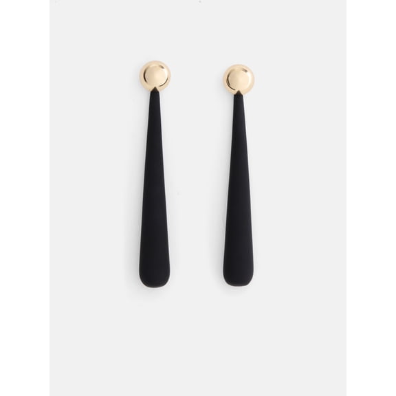 Scoop Women's Front Back Teardrop Earrings, Black and Gold