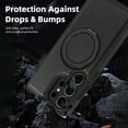 thumbnail image 3 of Leather Case for Samsung Galaxy S25, Compatible with Wireless Charging, 360 Spin Magnetic Stand Shockproof Protective Magnetic Case, Military Protection for Samsung S25, Black, 3 of 7