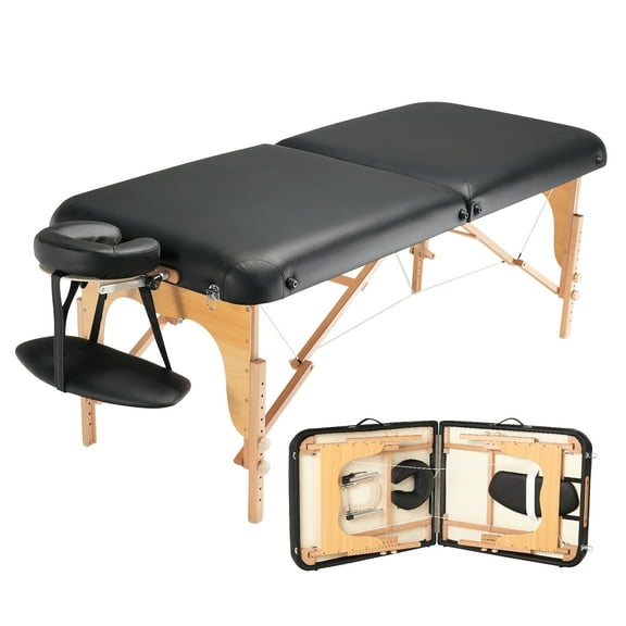 VEVOR Professional Wide Massage Table 30" W, Heavy Duty Folding Massage Table, 8-Level Height Adjustable Facial Salon Tattoo Bed, Portable Spa Table with Headrest, Hand Pallet & Carrying Bag, 750LBS
