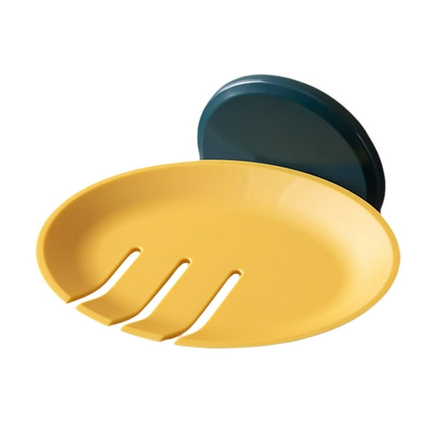 Jabonera autodrenante desmontable, caja para jabón, soporte con ventosa, jabonera amarillo