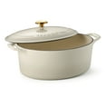 thumbnail image 3 of Tramontina Bestow 7-Quart Enameled Cast Iron Oval Dutch Oven with Lid, Latte with Gold Knob, Oven-Safe, 3 of 7
