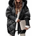 thumbnail image 3 of Women'S Quilted Down Jacket with Hood Long Sleeve Full Zip Casual Winter Coat Black XL, 3 of 8