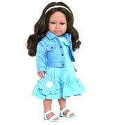 Kennedy and Friends® Light Blue Dress with Denim Jacket, Sandals, and Mini Faux Purse for 18 Inch Dolls