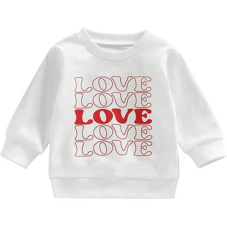 

PIKADINGNIS Toddler Baby Boy Girl Valentine s Day Sweatshirt Letter Print Long Sleeve Pullover Tops Casual Spring Fall Clothes
