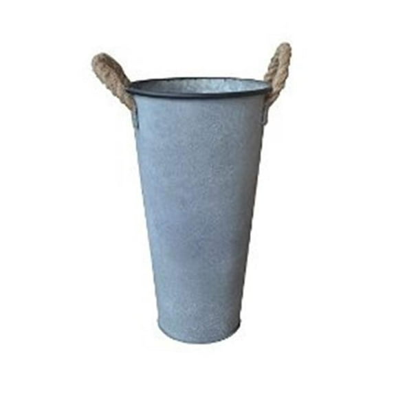 Tall 17 in. Metal French Bucket With 2 Rope Handles