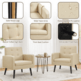 thumbnail image 6 of Alden Design Mid Century Faux Leather Tufted Accent Chair for Living Room, Beige, 6 of 7
