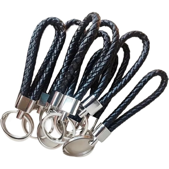 Faux Leather Keychain Set, Braided Key Ring for Handbag and Key Holder Accessory