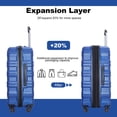 thumbnail image 3 of PAPROOS Hardside Luggage Set, 3 Piece 21in 25in 29in Carry on Suitcases Set with 2 Hooks and TSA Lock, Modern Lightweight Luggage Set, Hardshell Expandable Suitcase Set for Family Travel, Dark Blue, 3 of 13