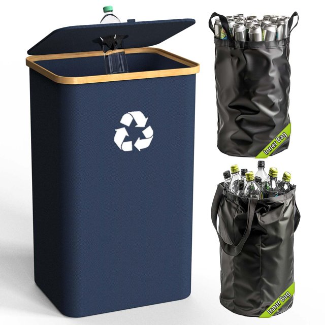 Papelera de reciclaje Pakusane para cocina, interior y hogar, 100 litros, color azul
