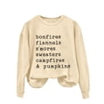 thumbnail image 4 of VISALY Pullover Crewneck Sweatshirt Graphic Sweatshirts Flannels Sweaters and Pumpkins Printed Round Neck Long Sleeve Sweatshirt Basic Sweatshirt Comfy Sweaters Warm Sweaters Beige L, 4 of 4